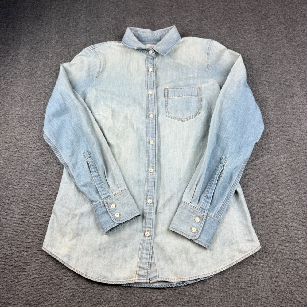 J.Crew Denim Button Down Shirt Women's XS Blue Perfect Fit Cotton F6140